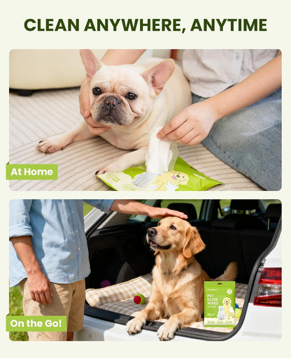 36PCS Pet Glove Wipes for Dogs & Cats, Extra Thick Double-Sided Dog Bath Wipes for Sensitive Skin, Lick-Safe Pet Cleaning Gloves & Cat Cleaning Gloves with Coconut Oil for Coat, Paws & Bottom