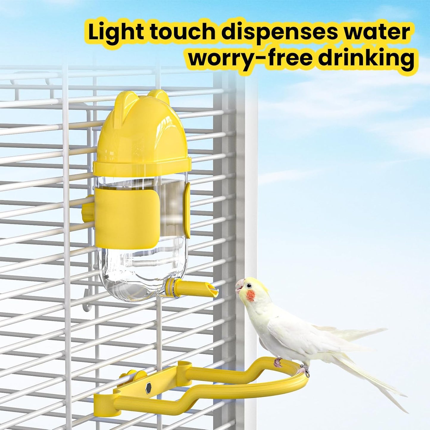 11 Fl Oz No Mess Hanging Water Dispenser,Leak-Proof Automatic Bird Water Feeder,Small Animal Water Bottle for Guinea Pigs,Chinchillas,Ferrets,Parrots,Squirrels,Rats,Bunnies (White)