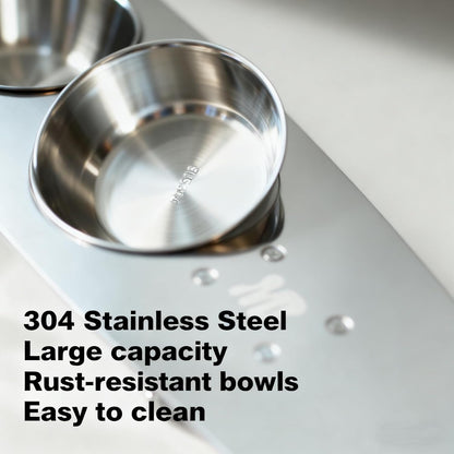 Dog Bowls Water and Food Cat Bowl Stainless Steel Bowl Pet Feeder Bowls for Medium Dogs and Cats Puppies, Silver