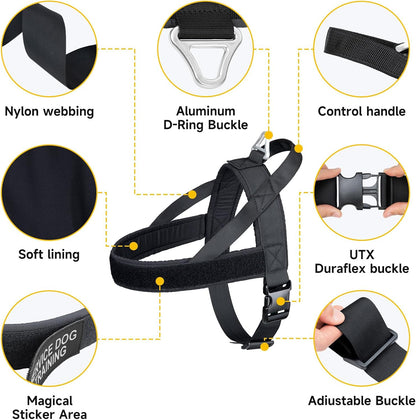 EXCELLENT ELITE SPANKER No Pull Dog Harness Padded Military Patrol Vest Adjustable Nylon Small Service Walking Dog Harness with Handle for Training Running(BLK-M)