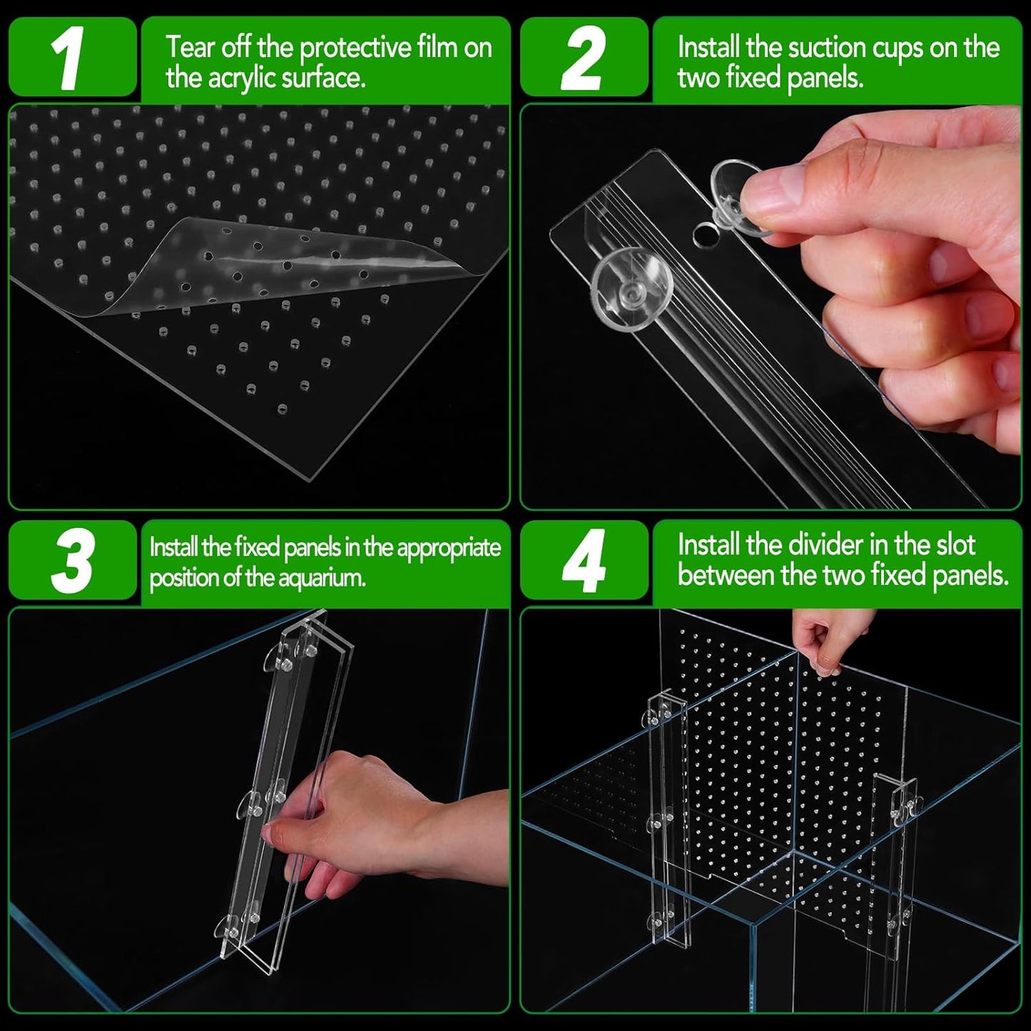 Adjustable Acrylic Aquarium Divider Set - Universal Fish Tank Separator for Multi-Purpose Fish Isolation (2 Sizes Optional (11.02''x11.02'')