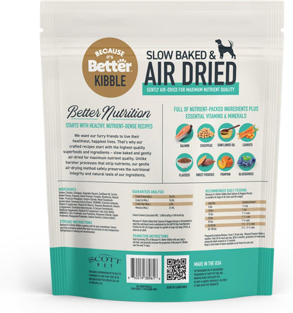 Because It's Better Slow Baked and Air Dried Dog Food, Real Salmon and Veggies, 3lb Bag, Complete and Balanced Dry Dog Food, for All Life Stages