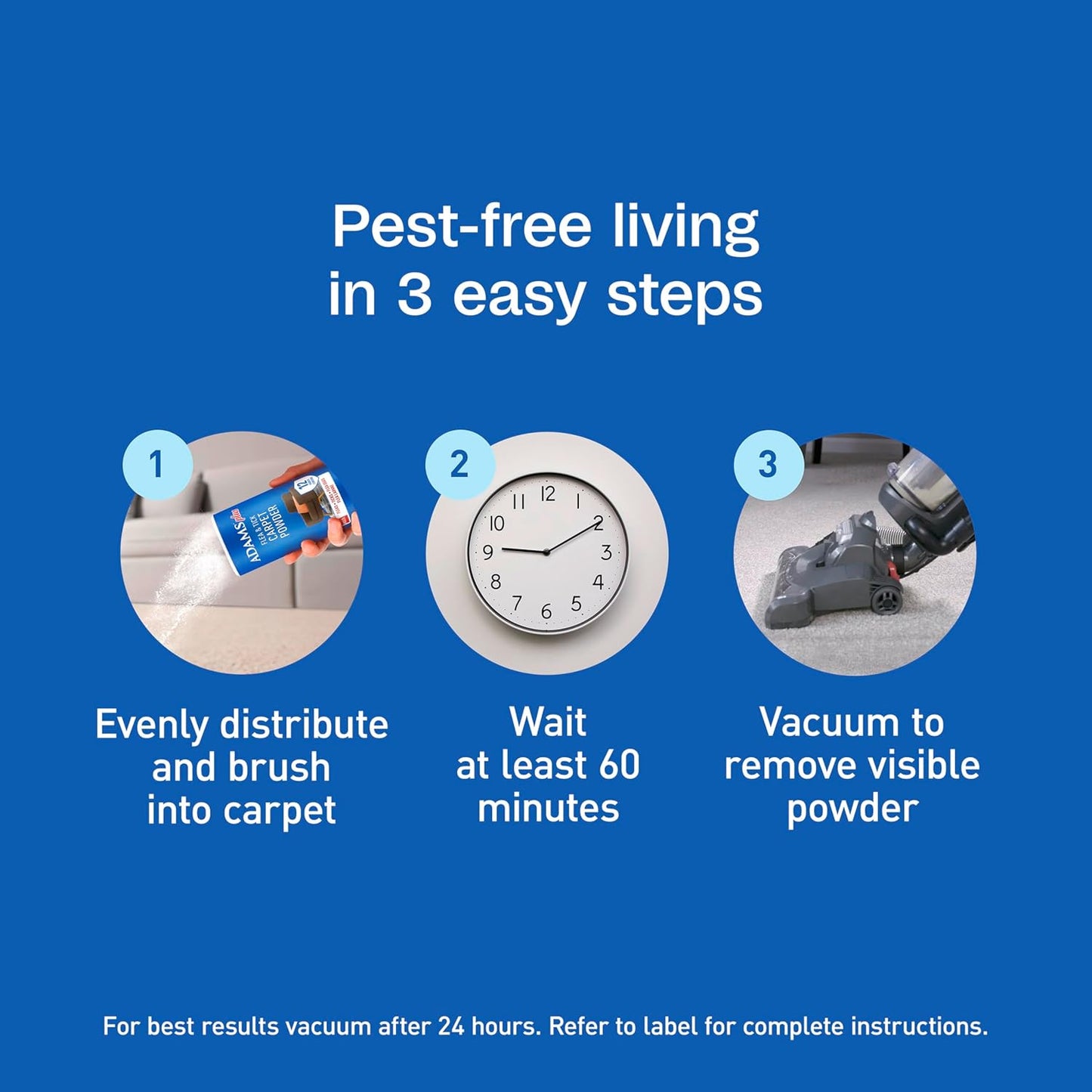 ADAMS Plus Flea & Tick Carpet Powder, Kills Fleas and Ticks On Contact, Kills All Stages of The Flea Life Cycle, 30 Day Protection, Freshens and Deodorizes, Treats Up to 400 Square Feet, 16 Ounces