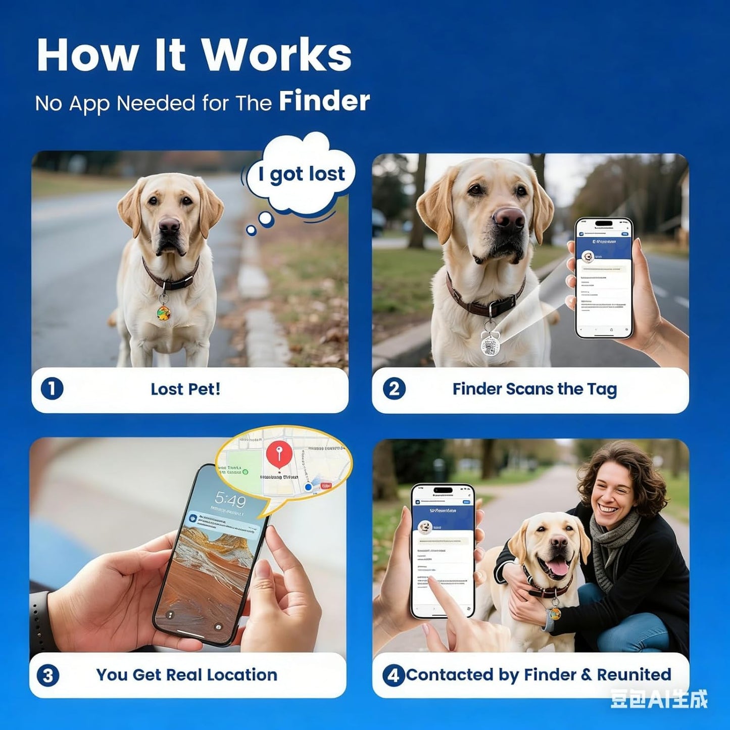 Smart QR Code Cat Tag – Customized Pet ID Tag with Online Editable Contact Info, Privacy Control, Lost & Found Alerts, Health Management, Stylish Pet Accessories & Gift Options,Blue, Cat Paw