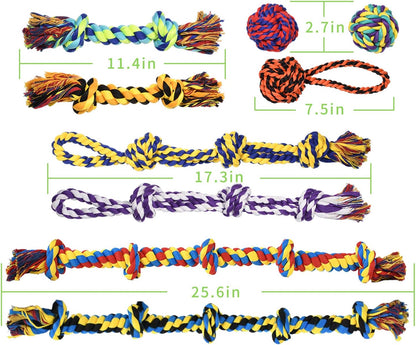 SHARLOVY Large Tough Chew Toys for Aggressive Chewers Large Breed,Heavy Duty Dental Rope Toys Kit for Medium Dogs,5 Knots Indestructible Cotton Puppy Teething Chew Tug Toy Set of 9