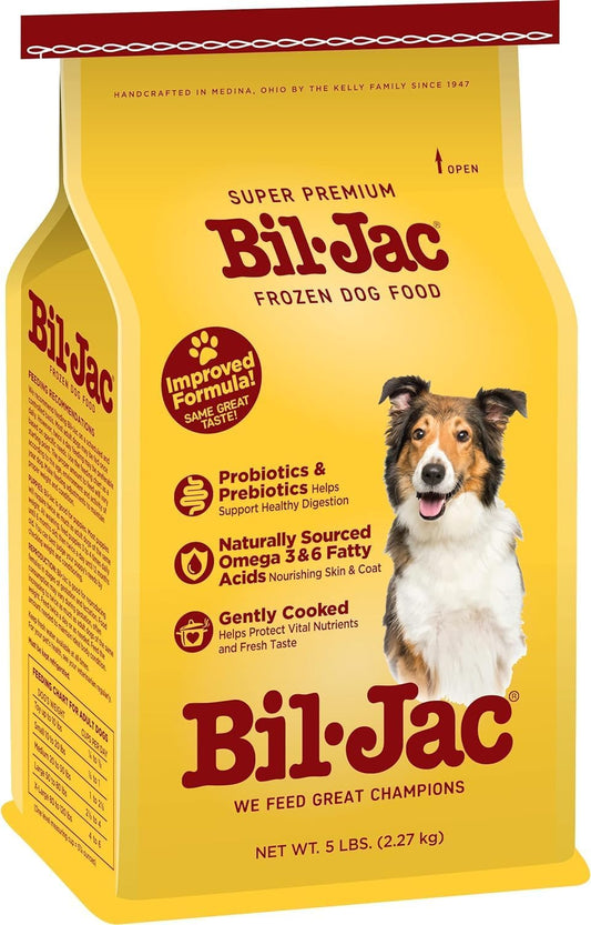 Bil-Jac Frozen Dog Food 5lb (Pack of 4) - Soft Dog Food Small Bites with Real Chicken, Probiotics, Prebiotics, Omega 3-6 for Healthy Complete Meal, Dog Food Topper or Treat