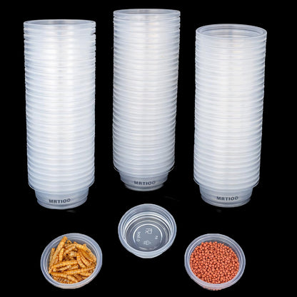 100 pcs 0.5oz Crested Gecko Food and Water Feeding Cups, with 2 Feeding Bottle, Reptile Feeder Bowls, for Lizard and Other Small Pet Ledge Accessories Supplies