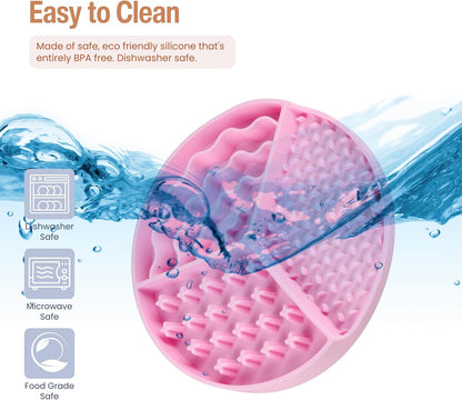 Lick Mat for Dogs and Cats with Suction Cups, Silicone Slow Feeders Dog Bowls for Anxiety Relief, Perfect for Yogurt, Treats or Peanut Butter (Pink)
