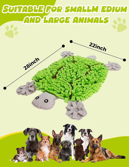 Snuffle Mat for Dogs, Turtle Design 28.8''×22.8 ''Inch Large Snuffle Mat for Dogs, Slow Feeder Dog Food Mat, Mental Stimulation Enrichment Puzzle Feeder Dog Toy for Anxiety Relief (Green)