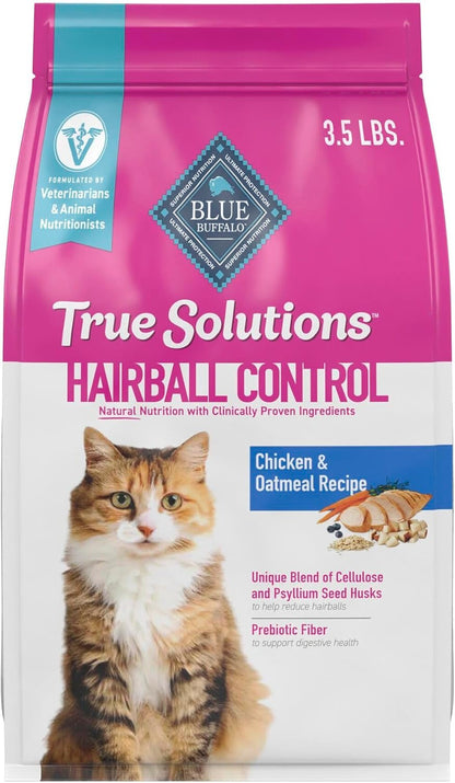 Blue Buffalo True Solutions Hairball Control Adult Dry Cat Food, Made in The USA with Natural Ingredients, Chicken, 3.5-lb. Bag