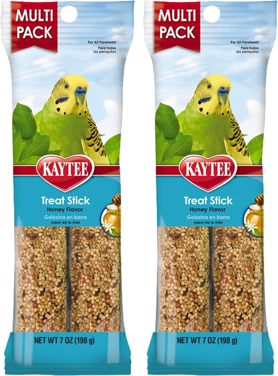 Kaytee Forti-Diet Pro Health Honey Pet Bird Treat Sticks for Parakeets, 2 Bars, 7 Ounce (Pack of 2)