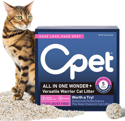 OPET Mixed Tofu Cat Litter -Strong Clumping Litter, Mixed Tofu and Bentonite, 99.9% Dust Free and Flushable Cat Litter, Natural Sustainable Ingredients Odor Control, Low Tracking（18lb, White Tea）