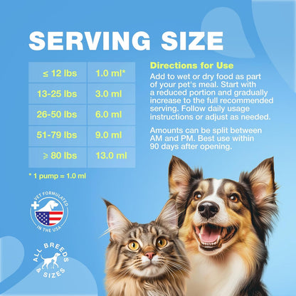 Omega 3 Fish Oil for Dogs and Cats - Healthy Skin and Coat Support Supplement - Omega 3 6 9 EPA DHA Fatty Acids - Itchy Skin, Shedding, Immunity, Joint - Wild Caught Salmon and Pollock Food Topper