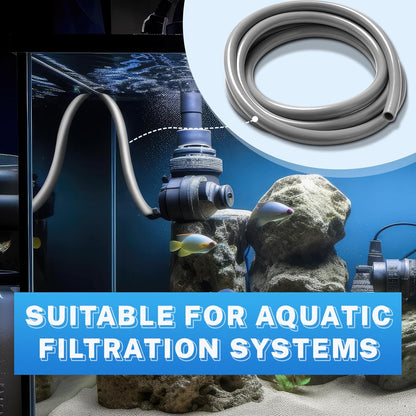 Nuanchu 12/16mm 1/2" ID Aquarium Tubing 3 Meter/10 ft Flexible PVC Tubing Gray Plastic Aquarium Hose Fish Tank Air Hose for Aquatic Canister Filter System, Garden, Pond, Terrarium, Water Cooling