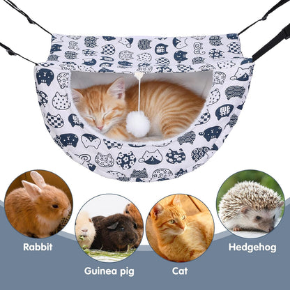 2 Pcs Cat Cage Hammock with Ball, Double Layer Soft Hanging Pet Bed for Indoor Cats, Kittens, Ferrets, Hamsters, Rabbits and Small Animals, 2 Styles