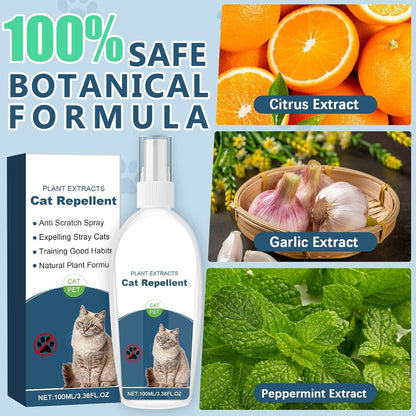 Cat Deterrent Spray, Botanical Cat Repellent Spray for Furniture, Gentle for Indoor & Outdoor Use, Helps Stop Urine Marking & Scratches, Effective Training Aid, 100ml