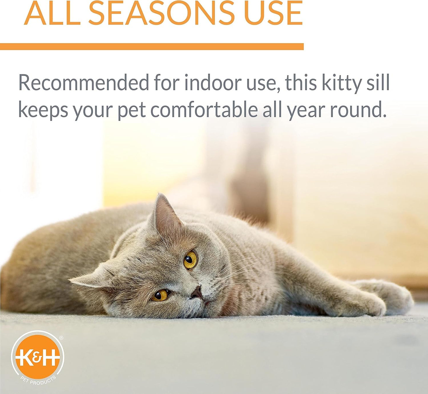 K&H Pet Products Bolster Kitty Sill Cat Window Perch Bed for Large Cats, Orthopedic Window Hammock Holds 40 lbs, Washable Cover, Indoor Windowsill Furniture Bed Seat - Tan/Leopard Unheated 14 X 24in