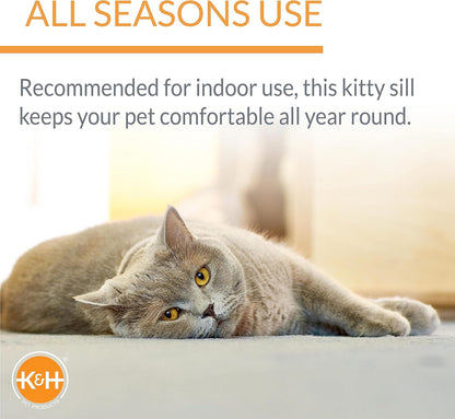 K&H Pet Products Bolster Kitty Sill Cat Window Perch Bed for Large Cats, Orthopedic Window Hammock Holds 40 lbs, Washable Cover, Indoor Windowsill Furniture Bed Seat - Tan/Leopard Unheated 14 X 24in