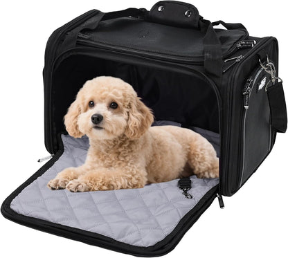 EliteField Deluxe Soft-Sided Pet Carrier (3 Year Warranty, Airline Approved), Travel Bag for Dogs, Cats & Small Pets, with Expandable Mat