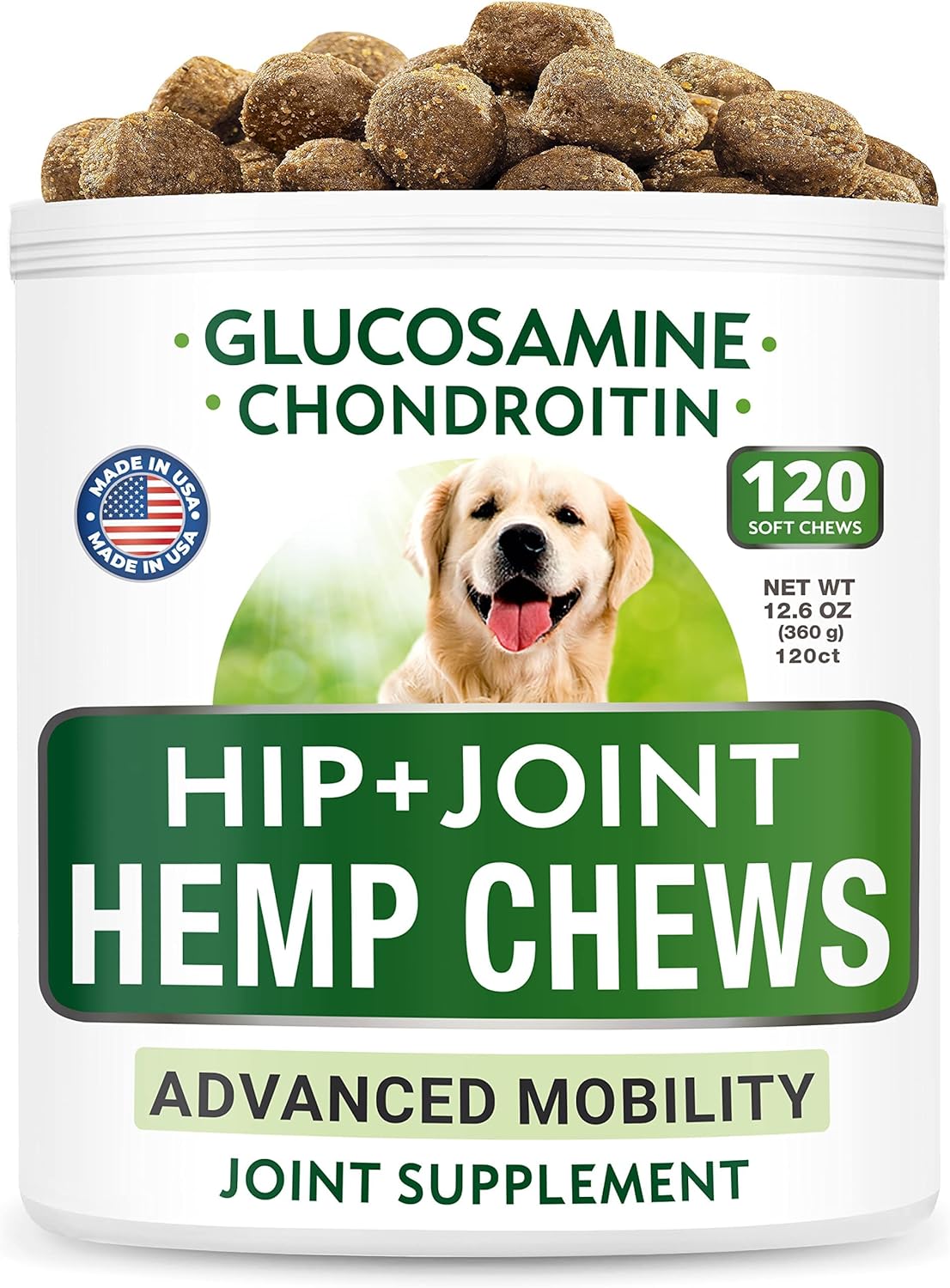 Dog Probiotics Chews + Hemp Treats + Glucosamine Bundle - Digestive Enzymes + Prebiotics + Chondroitin, MSM, Omega-3 - Gas, Diarrhea, Allergy, Constipation, Upset Stomach Relief + Joint Pain Relief