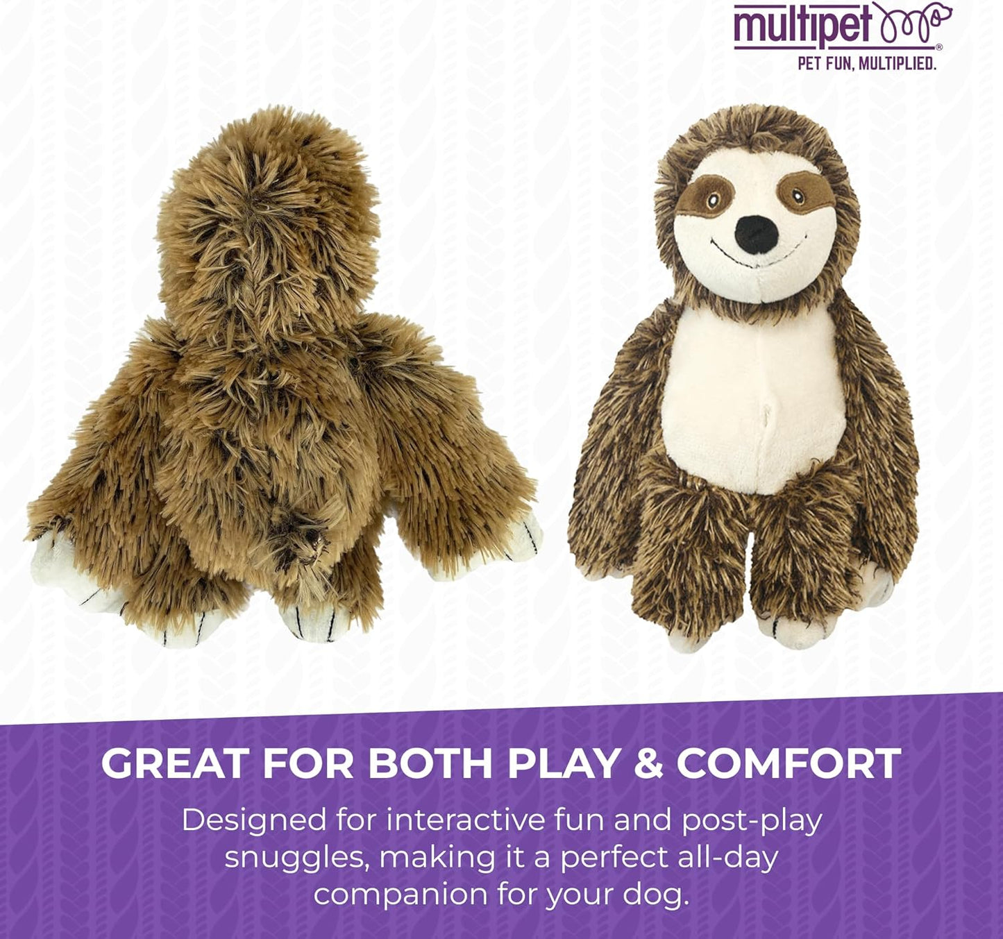 Multipet Bark Buddies Sloth Dog Plush Toy - Squeaky Dog Toy for All Dogs - Extra Soft Plush Dog Toy - Stuffed Animal Dog Toy for Cuddling & Playing - Cute Dog Pet Toy (10")