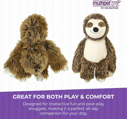 Multipet Bark Buddies Sloth Dog Plush Toy - Squeaky Dog Toy for All Dogs - Extra Soft Plush Dog Toy - Stuffed Animal Dog Toy for Cuddling & Playing - Cute Dog Pet Toy (10")