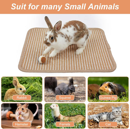 1PCS Rabbit Scratching Pad, 15.75x11.81 Inch Natural Sisal Bunny Scratch Pad, Rabbit Mat Claws and Teeth Care for Pet Small Animal Cage Chewing Bedding Biting Sleeping Nesting Toys (Brown)
