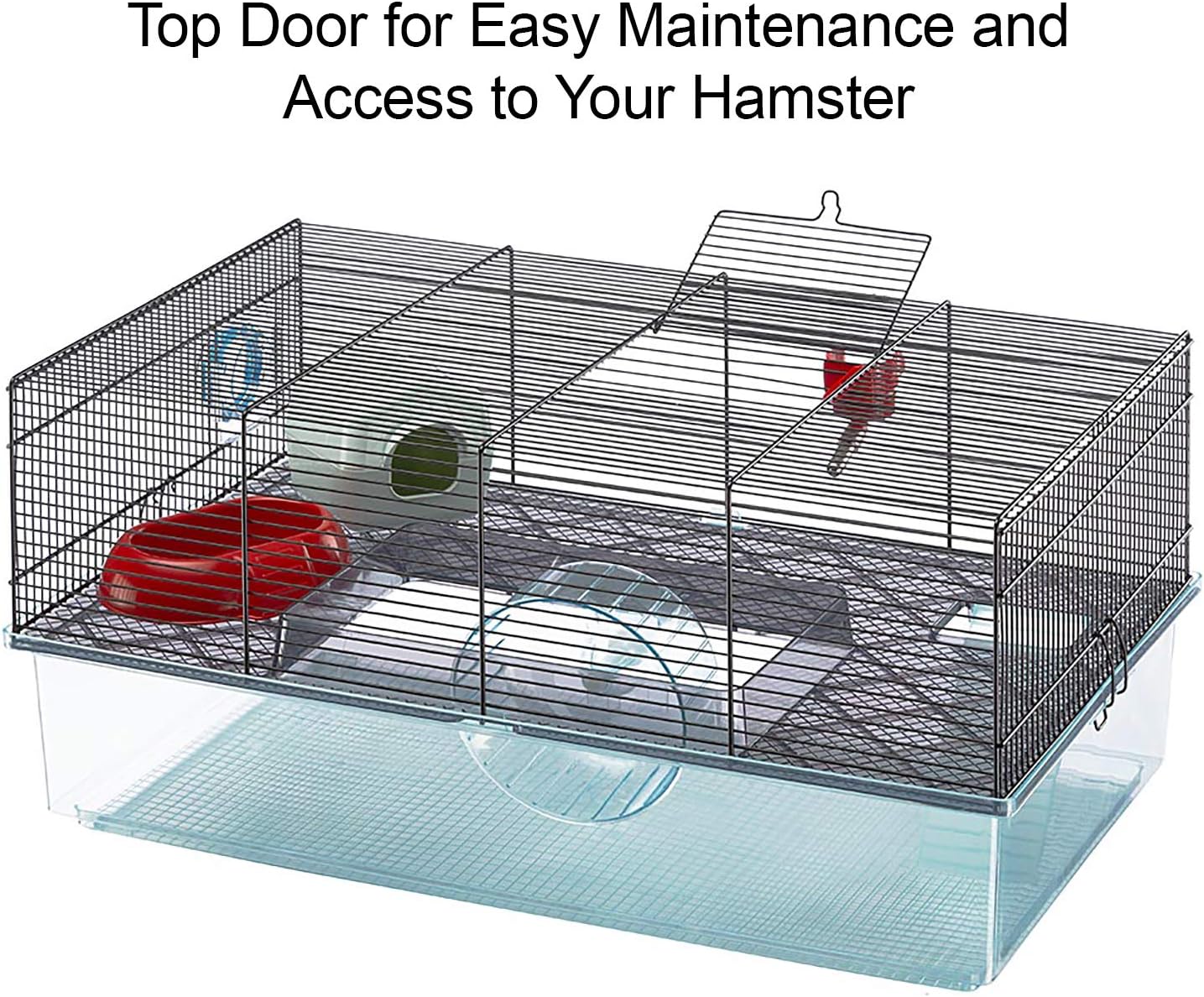 Ferplast Favola Hamster Cage Includes Free Water Bottle, Exercise Wheel, Food Dish & Hamster Hide-Out Large Hamster Cage Measures 23.6L x 14.4W x 11.8H-Inches