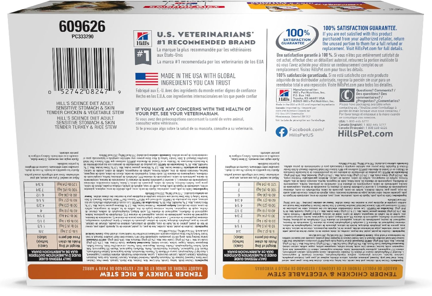 Hill's Science Diet Sensitive Stomach & Skin, Adult 1-6, Stomach & Skin Sensitivity Support, Wet Dog Food, Variety Pack: Chicken, Turkey Stew, 12.5 oz Can, Case of 12