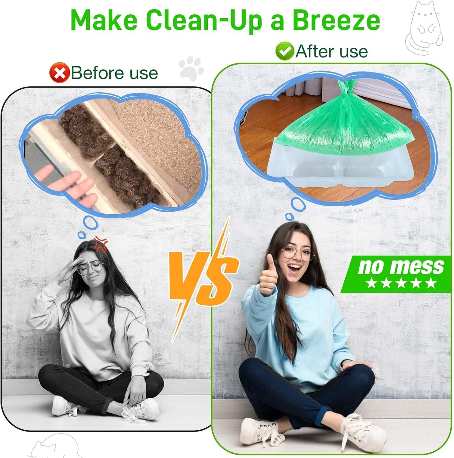 220PCS Litter Box Liner Bags Compatible with LitterMaid/Nature's Miracle Waste Receptacles, Durable, Easy-Tie Handles