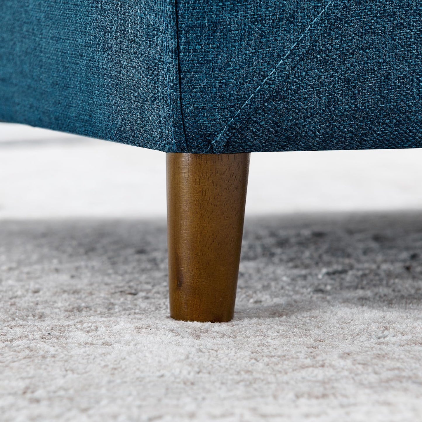 39" Dog Couch Bed, Comy Linen Fabric Pet Sofa with Backrest and Armrests, Elevated Dog Chair with Wooden Legs for Dogs and Cats, Easy to Clean (Blue)