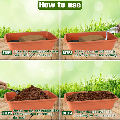 ZeeDix 4 Pack Coconut Fiber Substrate, 100% Organic Coconut Husk Coco Coir Brick Terrarium Bedding for Reptiles, Tortoise, Bearded Dragon, Leopard Gecko, Snake, Hermit Crabs, Frogs, Tarantula