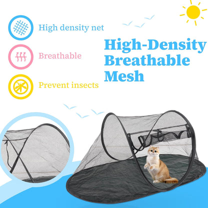 Cat Tent Outdoor, Portable Cat Mesh Tent Pet Cage, Comfy Puppy House with Carry Bag, Ideal for Hiking