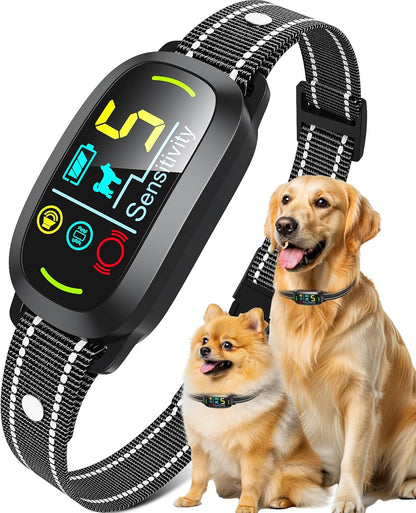 Smart AI Bark Collar for Large Medium Small Dogs, Anti Barking Device with 5 Training Modes, Exclusive Forced Bark-Stopping, Rechargeable IP67 Waterproof Bark Collar with 5 Sensitivity (Black)