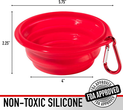 Franklin Pet Supply - Collapsible Pet Travel Bowl - BPA Free - Dogs- Cats - Dog Bowl- Food - Water Bowl - Small - Medium - Large Dog Food Bowl - Puppy- Includes Clip