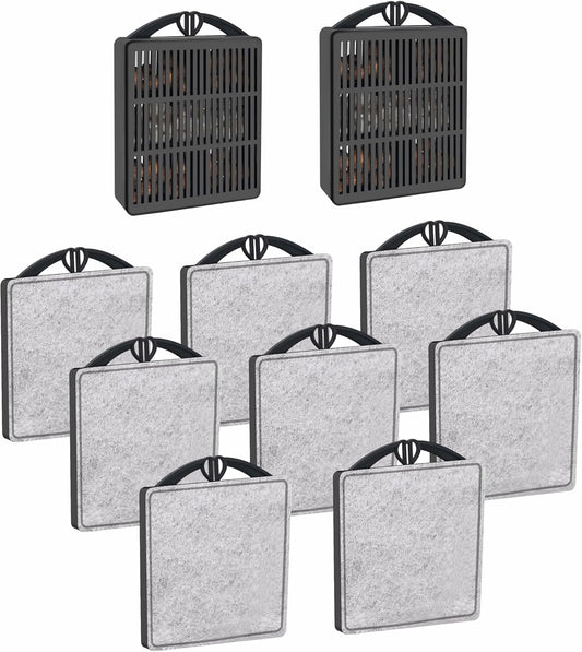GOZILLA Aquarium Filter Cartridges,Fish Tank Filters Accessories Set,Turtle Tank Filter Replacement Includes 8 Filter Cartridges and 2 Filter Boxes.Only Suit for GZ-107 Low Water Level Tank Filter.