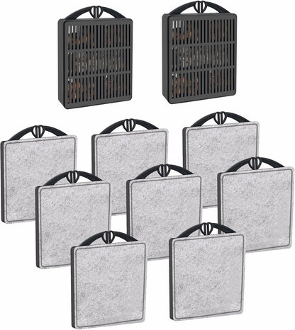 GOZILLA Aquarium Filter Cartridges,Fish Tank Filters Accessories Set,Turtle Tank Filter Replacement Includes 8 Filter Cartridges and 2 Filter Boxes.Only Suit for GZ-107 Low Water Level Tank Filter.