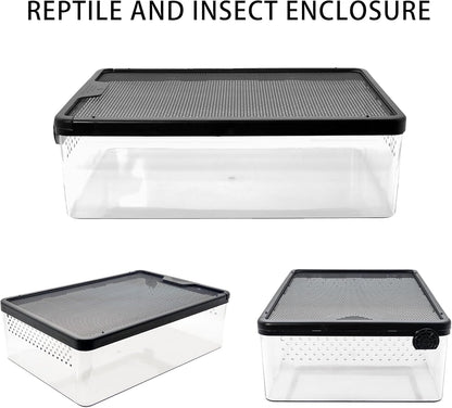 PC Small Reptile Terrarium, Tarantulas Enclosure, 12.6"x8.7"x3.9" for Geckos, Insect, Hermit Crab, Praying Mantis, Mini Terrarium Box