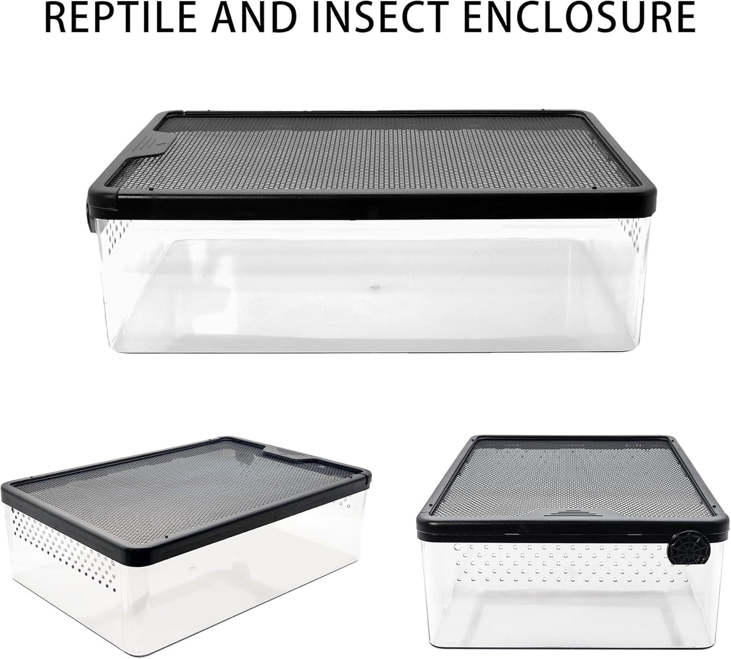 PC Small Reptile Terrarium, Tarantulas Enclosure, 12.6"x8.7"x3.9" for Geckos, Insect, Hermit Crab, Praying Mantis, Mini Terrarium Box