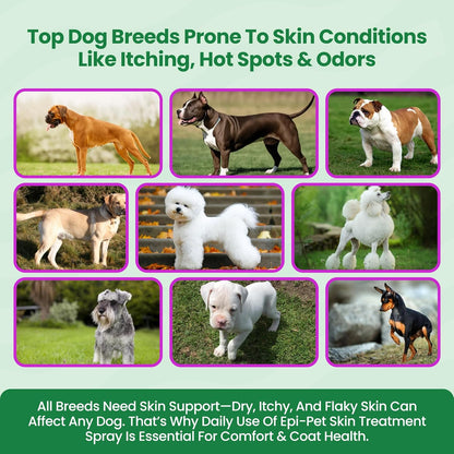 Epi-Pet Veterinary Formulated Dog Hot Spot and Dog Itch Spray, Pet Skin Treatment Spray for Allergies, Deshedding and Redness, Use it as Skin and Coat Conditioner (4 Fl Oz (Pack of 1), Lavender)