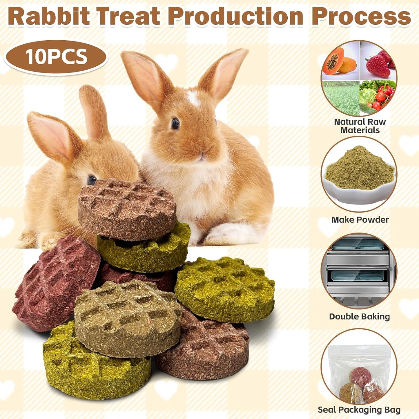 PINVNBY 10PCS Bunny Chew Toys Small Animal Molar Snacks for Teeth Rabbit Treats for Hamster, Chinchilla, Guinea Pig, Squirrels, Gerbils and Small Animals