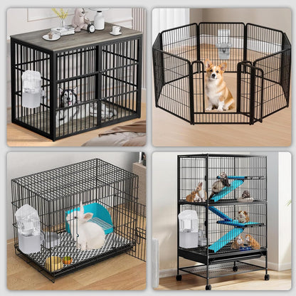 Kenond 50 oz Rabbit Water Dispenser,Gravity Dog Water Bowl Dispenser for Cage,Auto Water Bottle for Ferret,Cat,Dog and Other Animals, Compatible with Widemouth Cages, Wire Cages and Crates(Gary)