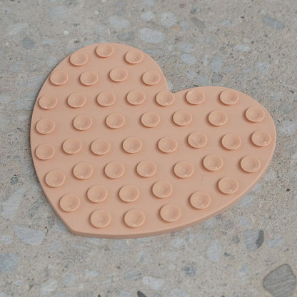Enrichment Lick Mat: Blush Pink Heart - Grooved Silicone Dog Feeding Dish, Spread Food Or Treats onto The Mat, Pet Soothing, Suction Back