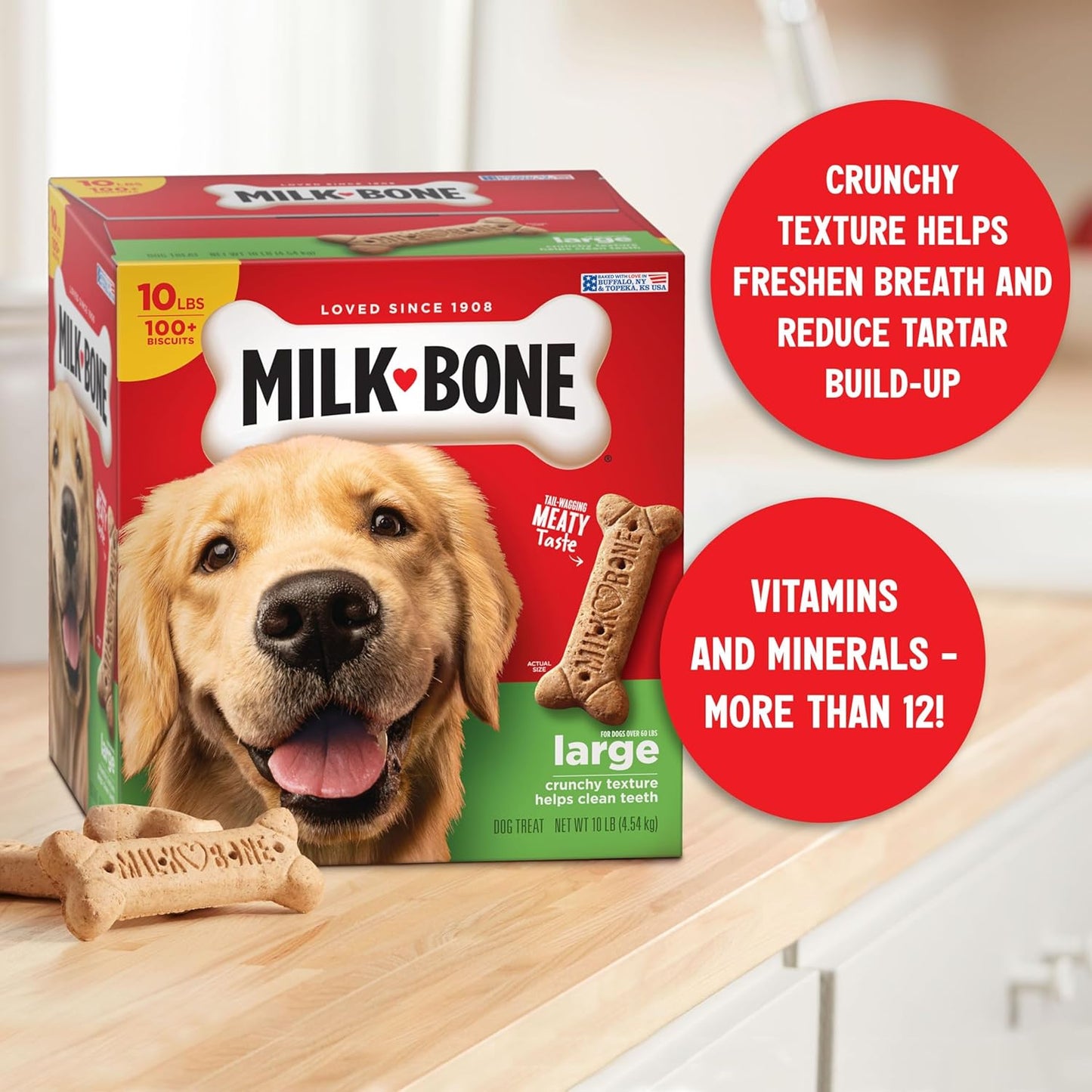 Milk-Bone Original Dog Treats Biscuits for Large Dogs, 10 Pounds (Packaging May Vary)