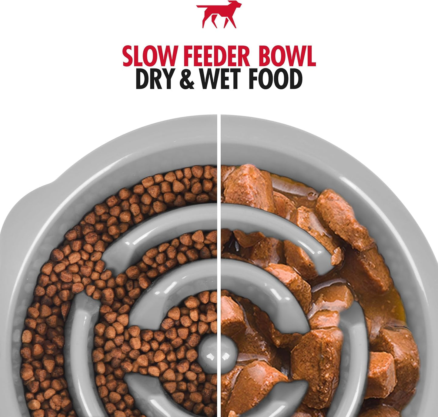 Tuff Pupper Slow Feeder Insert Bowl | Puzzle Maze Slows Down Eating | Elevated Feeder Tray Bowls | Standalone Dog Bowl | Pet Bowls Insert | Easy Clean Dishwasher Safe (2 Cups - Fits 7.5-8 Inch Hole)