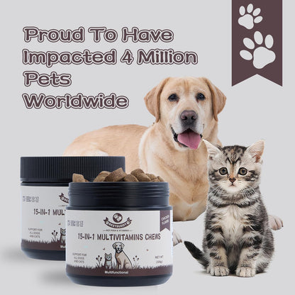 Best Buddy Dog Supplement Bundle – 15-in-1 Multivitamin Treats + Probiotic Chews | Joint, Skin, Coat & Digestive Health Support | Grain-Free Chicken Flavor, 225g Each