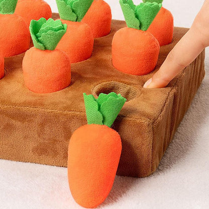 Carrot Snuffle Mat for Dogs Interactive Dog Plush Puzzle Toys 2 in 1 Non-Slip Feed Games Pet Stress Relief with 9 Carrots