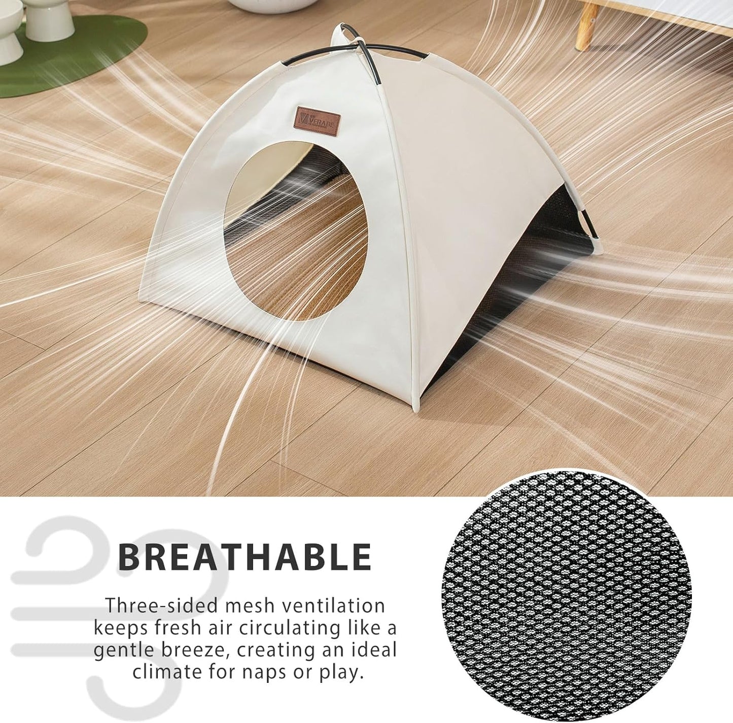 All-Season Cat Tent for Indoor/Outdoor, Assembly-Free Waterproof Cat House Bed with Removable Cushion, Cozy Cave for Cats & Small Dogs (Small, White)