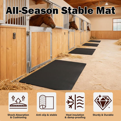 Rubber Horse Stall Mat, 3.7x6 Ft Stable Mat with Shock Absorption & Cushioning Waterproof Non-Slip Flooring for Horse Stalls Livestock Barn Farm Cattle Sheep & Pig Shed Easy Clean Horse Mat
