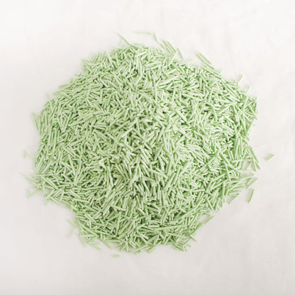 Tofu Cat Litter Green Tea 5.5 Lbs, Flushable Clumping Fast Drying, Ultra Absorbent, Low Tracking Cat Litter 2mm Pellets.